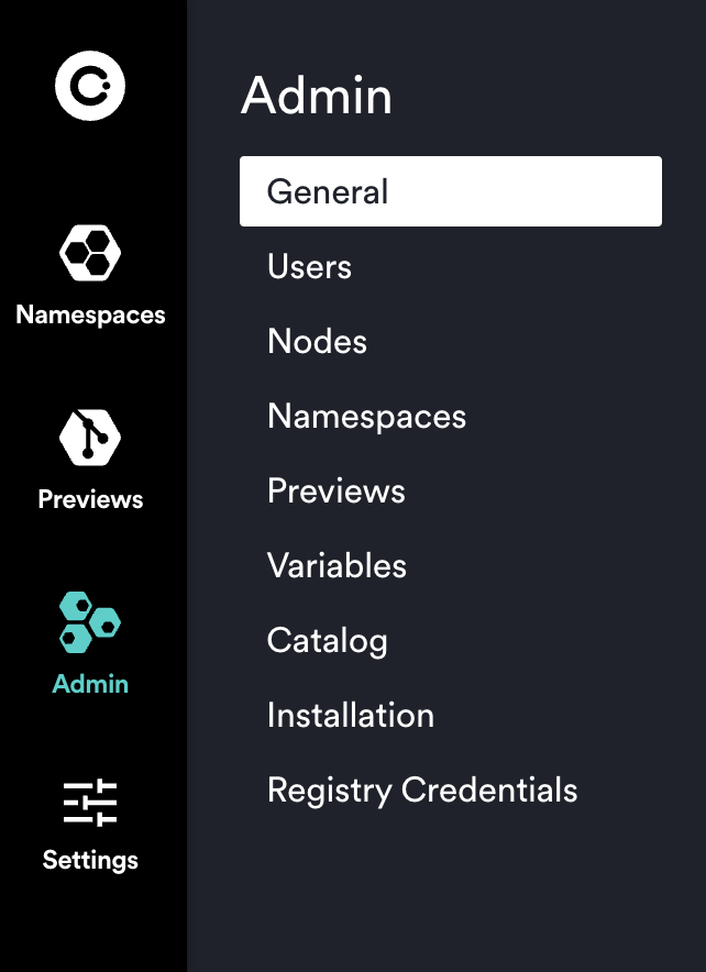 Admin dashboard tabs